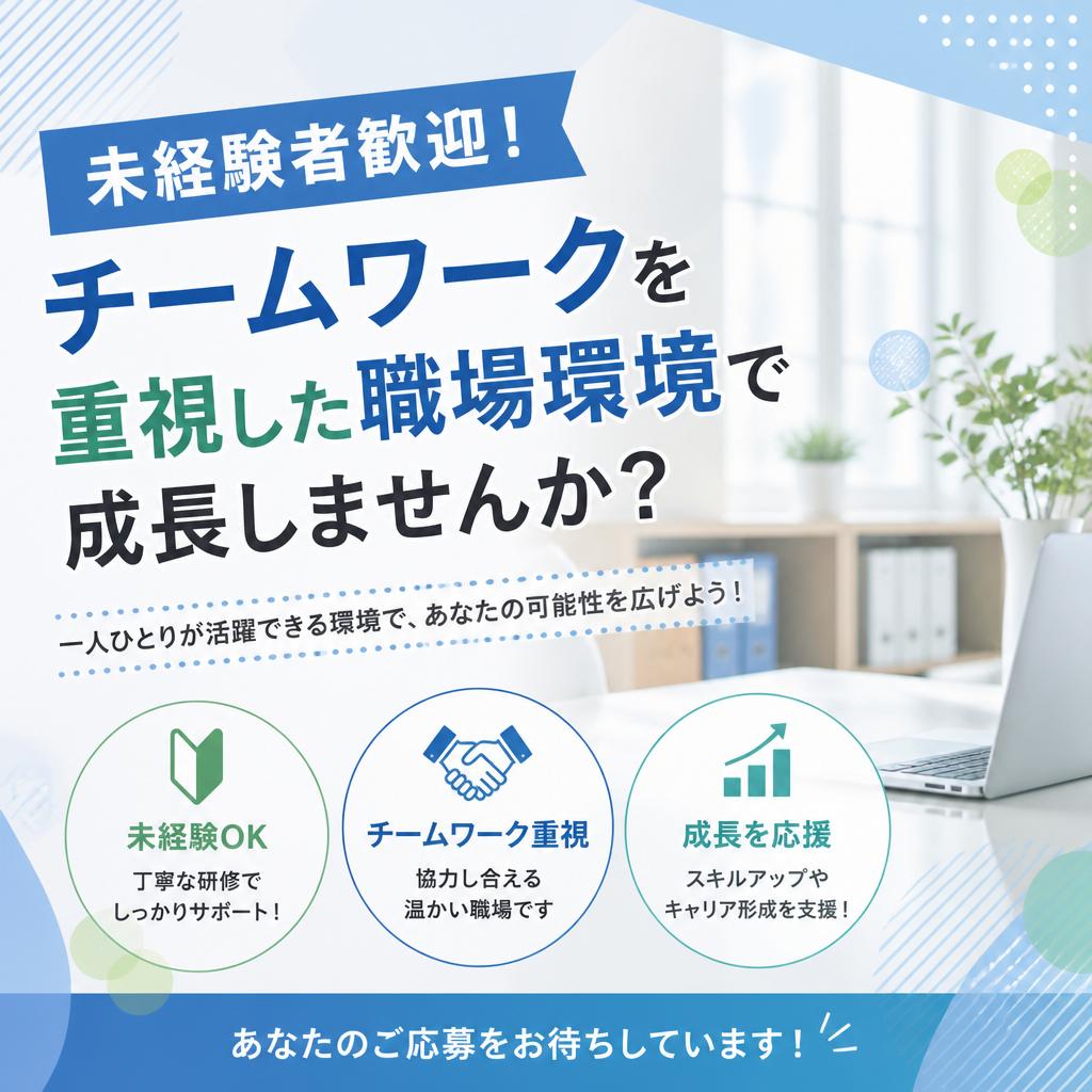 未経験者歓迎！チームワークを重視した職場環境で成長しませんか？